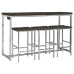 Cassidy 4-piece Rectangular Counter Height Set Dark Oak and Chrome - Image 2